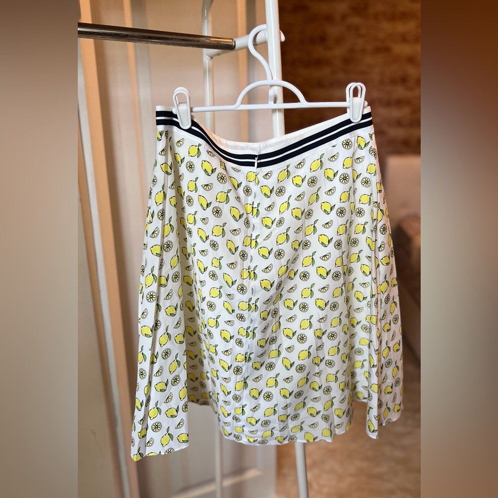 Lemon Print Skirt with Striped Waistband
